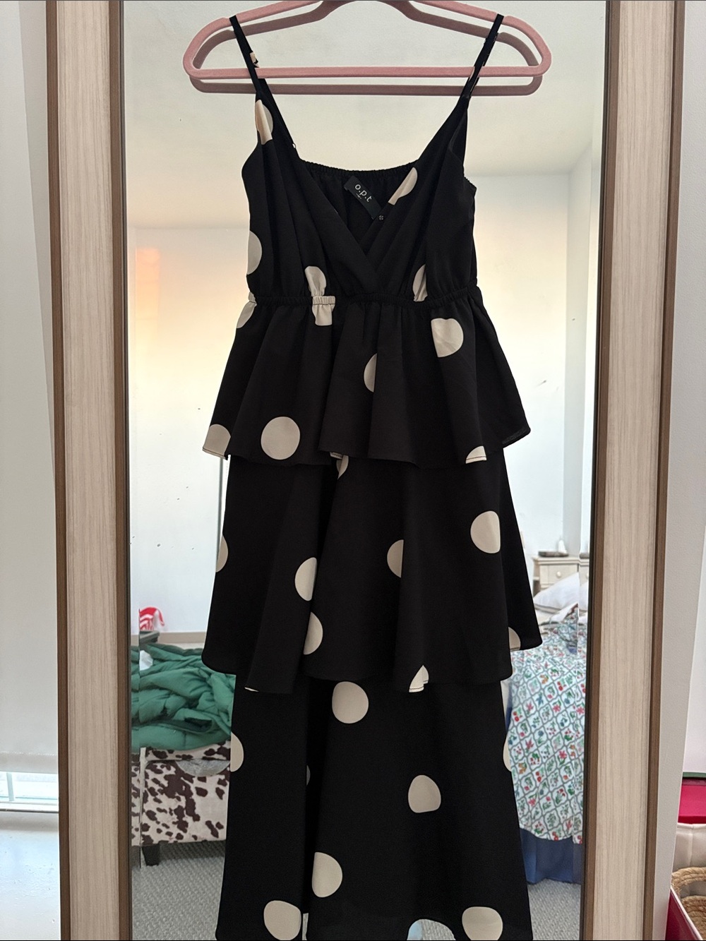 Black and White Polka Dot Tiered Maxi Dress